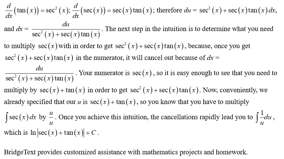 Integral Of Sec X Answer And Proof